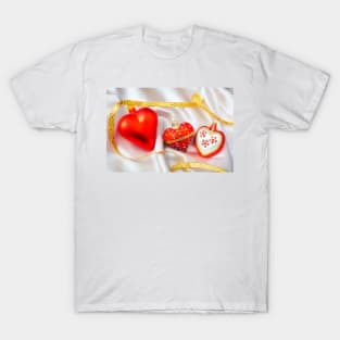 Three Red Christmas Hearts T-Shirt